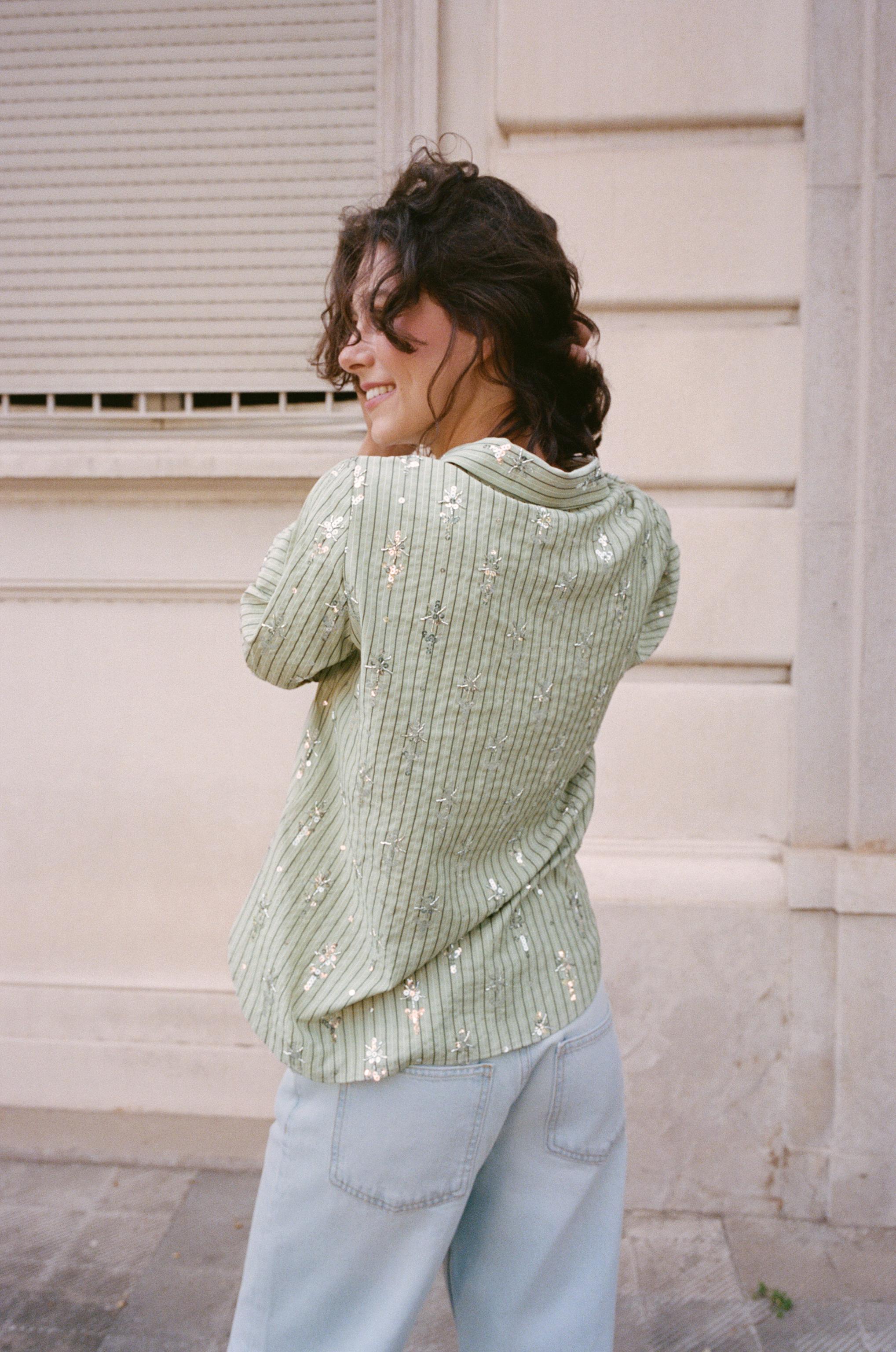 CHEMISE À RAYURES PAILLETTES
